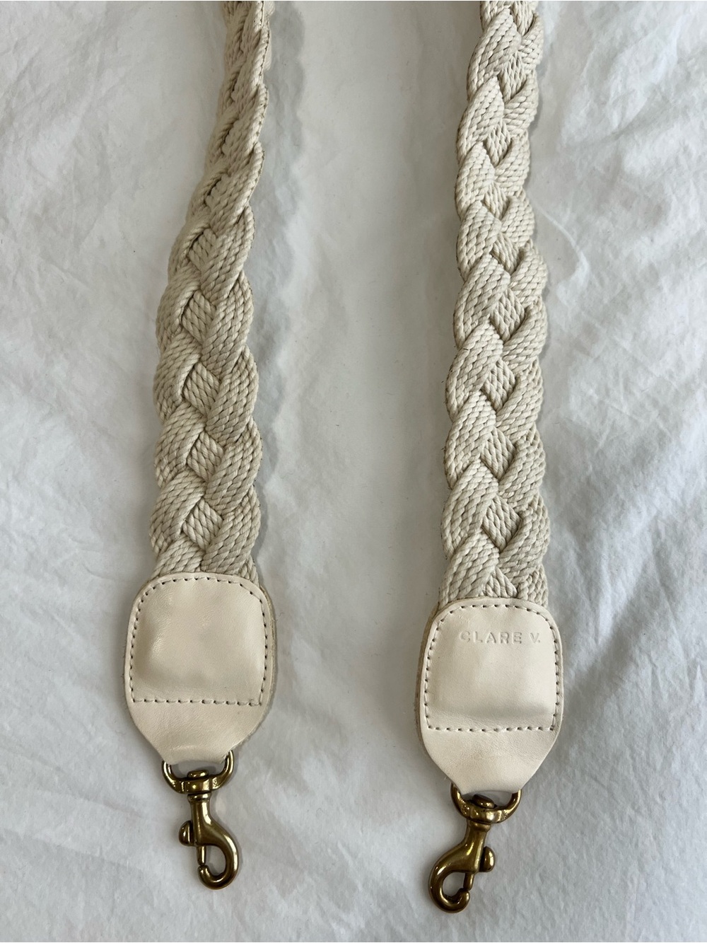 Clare V. Cream Braided Crossbody Strap
